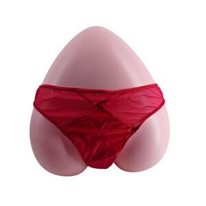 Victoria Secret Satin Spicy Red Mesh Thong Womens Large